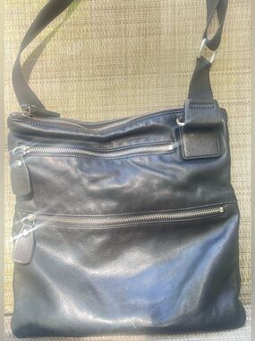 Margot Genuine Multi Zip Leather Black Crossbody Bag